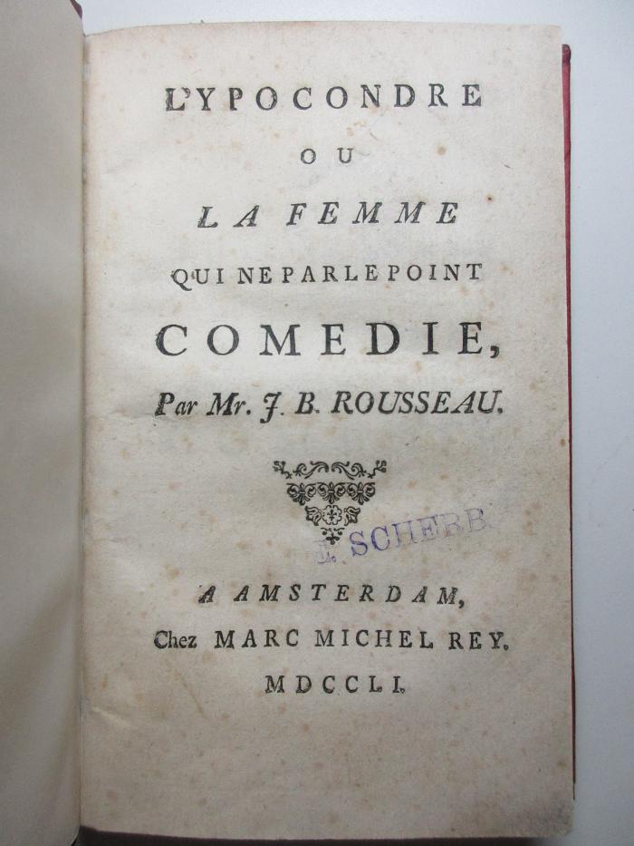 15 N 208 : L' Ypocondre ou la Femme qui ne parle point : comédie (1751)