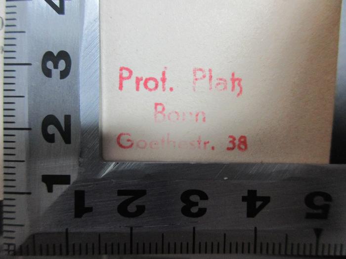 - (Platz, Hermann), Stempel: Berufsangabe/Titel/Branche, Name, Ortsangabe; 'Prof. Platz
Bonn
Goethestr. 38'. ;16 N 277 : Les Ecrivains et les moeurs : notes, essais et figurines (1897 - 1900) (1900)