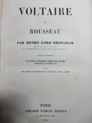 15 N 173 : Voltaire et Rousseau : Orné de deux Portraits gravés sur acier (1845)