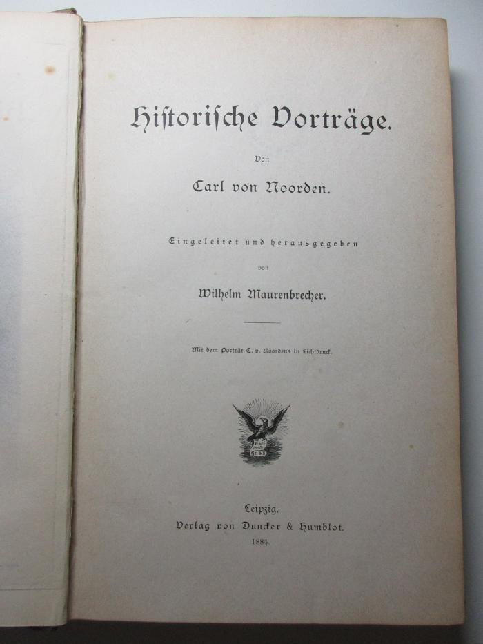 4 E 18 : Historische Vorträge (1884)