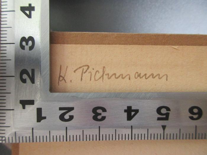 - (Pichmann, K.), Von Hand: Autogramm; 'K. Pichmann'. ;7 D 26 : Mensch und Ernährung im Kriege (1936)