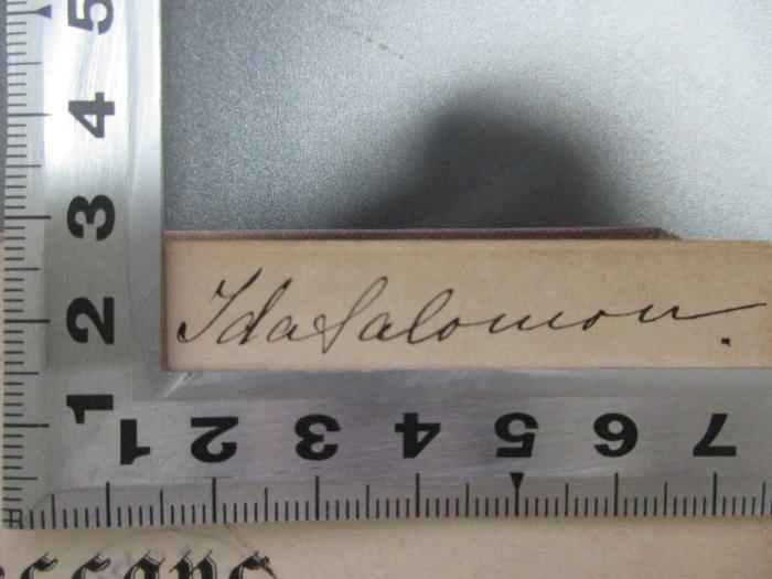 - (Salomon, Ida), Von Hand: Autogramm; 'Ida Salomon'. ;6 E 98&lt;2A&gt;-2 : Beiträge zur vergleichenden Mythologie und Ethologie (1881)