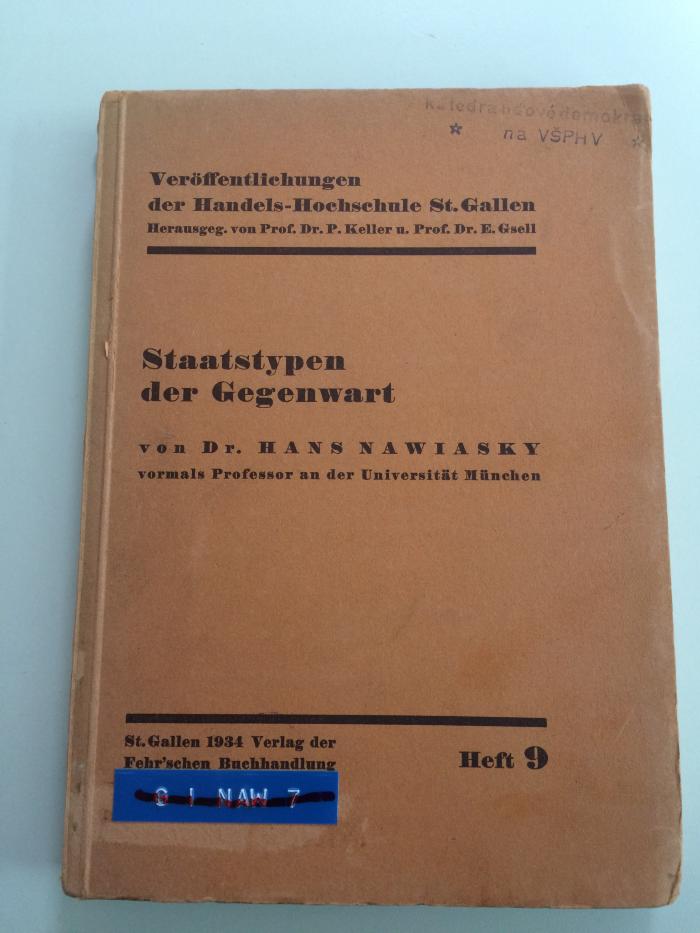 G 1 / NAW 7 (ausgeschieden) : Staatstypen der Gegenwart (1934)
