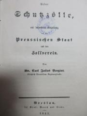 7 D 205 : Über Schutzzölle : mit besonderer Beziehung auf den preussischen Staat und den Zollverein (1841)