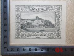 - (Shàrengrad, [?] de), Etikett: Exlibris, Name, Abbildung; 'Ex Libris
De Shàrengrad'.  (Prototyp)