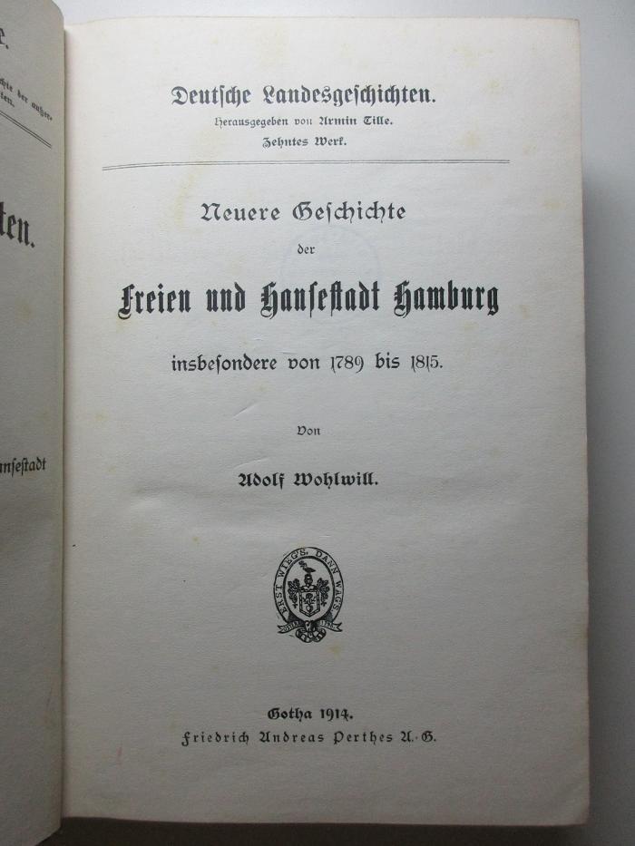 2 E 64-3,10 : Neuere Geschichte der Freien und Hansestadt Hamburg : insbesondere von 1789 bis 1815 (1914)