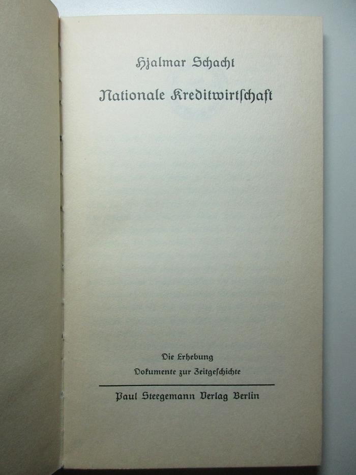 8 D 632 : Nationale Kreditwirtschaft (1934)