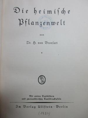 7 S 20 : Die heimische Pflanzenwelt (1924)