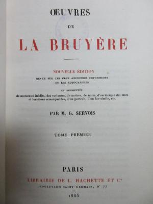 6 N 116&lt;*&gt;-1 : Les caractères de Théophraste, traduire du grec, avec les caractéres ou les moeurs de ce siècle (1865)
