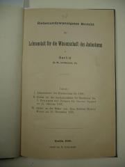  Siebenundzwanzigster Bericht der Lehranstalt für die Wissenschaft des Judentums in Berlin (N. 24, Artilleriestr. 14). (1909)