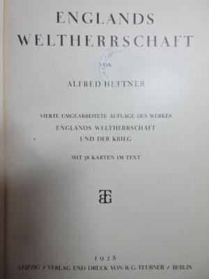 6 F 34&lt;4&gt; : Englands Weltherrschaft (1928)
