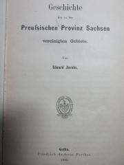 6 F 345 : Geschichte der in der Preußischen Provinz Sachsen vereinigten Gebiete (1883)