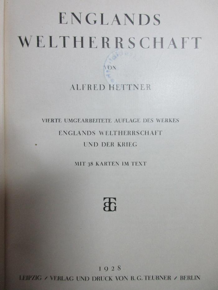 6 F 34&lt;4&gt; : Englands Weltherrschaft (1928)