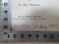 - (Wille, Gerd), Stempel: Ortsangabe, Datum; 'Berlin-Friedenau
Friedrich-Wilhelm-Platz 10, II, 23. März 194[7].[handschriftlich]'. 