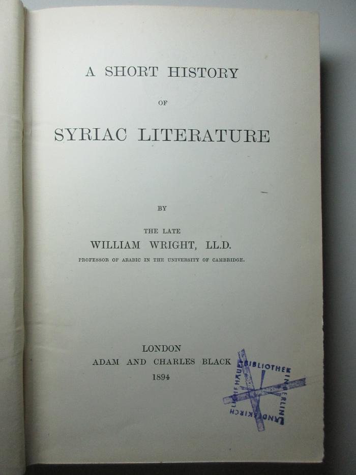 17 P 421 : A short history of Syriac literature (1894)