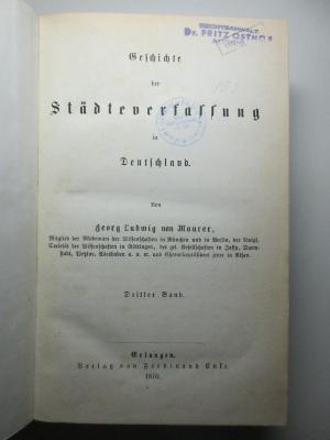 8 F 156-3 : Geschichte der Städteverfassung in Deutschland (1870)