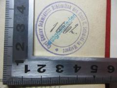 - (Carl Gustav Schmidlsche Bibliothek), Stempel: Name, Ortsangabe, Notiz; 'Carl Gustav Schmidlsche Bibliothek des Emil C. Schmidl in Woipert'. 