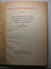 18 A 2 : Der Pressbengel : Gesprächsbüchlein zwischen dem ästhetischen Bücherfreund und seinem in allen Sätteln gerechten Buchbinder (1922)