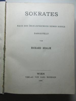 18 G 287 : Sokrates : nach den Überlieferungen seiner Schule dargestellt (1899)