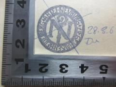 - (Abtei Neuburg), Stempel: Zeichen, Name; 'Abtei Neuburg Ziegelhausen Heidelberg
N'.  (Prototyp)