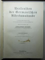 8 F 161-1 : Reallexikon der Germanischen Altertumskunde. Erster Band: A - E. (1911/13)