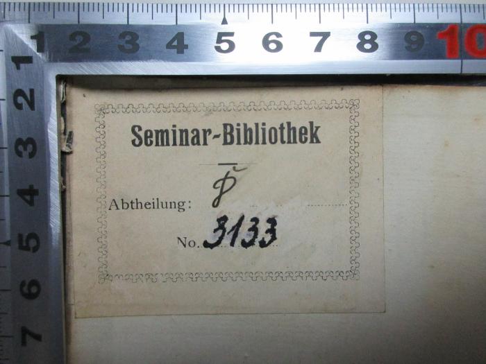 Zb 298 5/6 : Jüdische Zeitschrift für Wissenschaft und Leben, 5. Jahrgang  (1867);- (Rabbinerseminar zu Berlin), Etikett: Name, Signatur; 'Seminar-Bibliothek 
Abteilung: [D]
No. 3133'. 