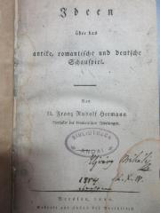 18 H 85 : Ideen über das antike, romantische und deutsche Schauspiel (1820)