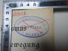 - (Könyvtàra M Kir Társadalom Egészségügyi Intezet És Muzeum), Stempel: Name; 'Könyvtàra M. Kir. Társadalom Egészségügyi Intezet és Muzeum
'. 