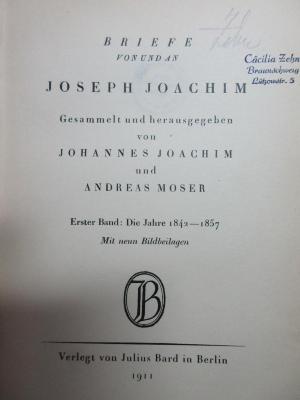 18 H 165-1 : Die Jahre 1842 - 1857 (1911)