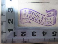 - (Müller, S.), Stempel: Name, Berufsangabe/Titel/Branche, Ortsangabe; 'S. Müller, Lehrer
Fahrwangen'. 