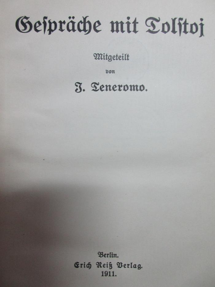 18 O 5 : Gespräche mit Tolstoj (1911)
