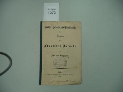  Zwölfter Jahres- und Schlußbericht des Vereins von Freunden Israels in Lehe und Umgegend. (1860)