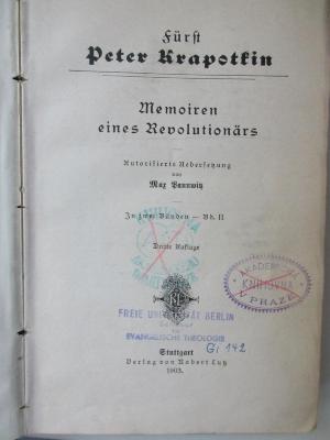 Gi 142 i 2 : Memoiren eines Revolutionärs (1903)