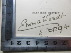- (Wendt, Emma), Von Hand: Autogramm, Notiz; 'Emma Wendt
2 [?]'. 
