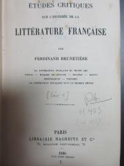 7 N 75-1 : Études critiques sur l'histoire de la littérature française (1880)