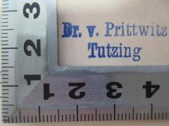 - (Prittwitz, V.), Stempel: Berufsangabe/Titel/Branche, Name, Ortsangabe; 'Dr. v. Prittwitz
Tutzing'. 
