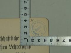 - (Bildungs-Anstalt für Jüdische Lehrer Hannover), Stempel: Ortsangabe, Name, Annotation; 'Bildungs-Anstalt für jüdische Lehrer
Hannover'.  (Prototyp)