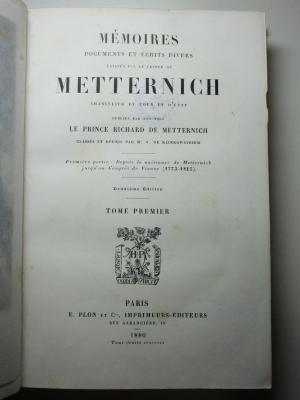 2 F 492&lt;2&gt;-1 : Depuis la naissance de Metternich jusqu'au Congrès de Vienne (1773 - 1815) (1880)