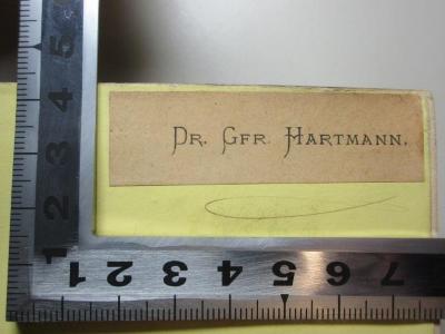 - (Hartmann), Etikett: Berufsangabe/Titel/Branche, Name; 'Dr. Gfr. Hartmann.'. ;2 F 236 : Opere complete di Niccolò Machiavelli (1833)