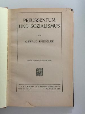 Bc 657 (ausgeschieden) : Preußentum und Sozialismus (1920)