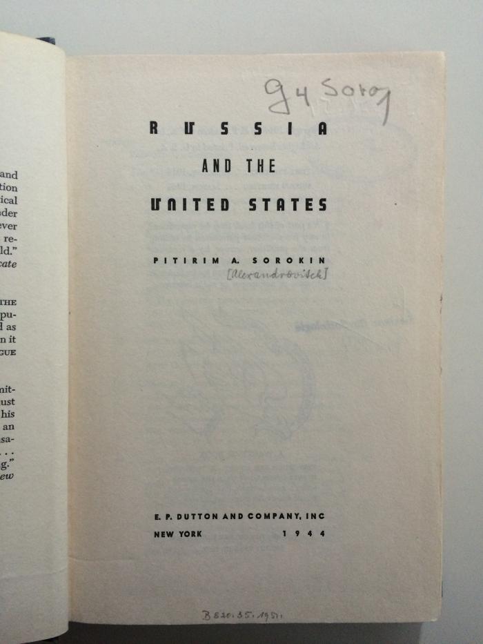 G4 SORO 1 (ausgesondert) : Russia and the United States (1944)