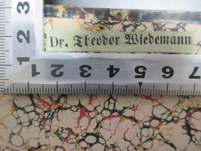 - (Wiedemann, Theodor), Etikett: Berufsangabe/Titel/Branche, Name; 'Dr. Theodor Wiedemann'. ;8 B 206&lt;2&gt; : Kirche und Kirchen, Papstthum und Kirchenstaat : historisch-politische Betrachtungen (1861)
