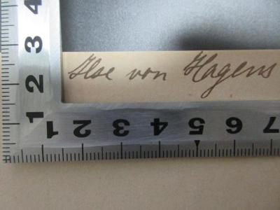- (Hagens, Ilse von), Von Hand: Autogramm; 'Ilse von Hagens'. ;7 G 322&lt;11&gt; : Vom Schaltwerk der Gedanken : neue Einsichten und Betrachtungen über die Seele (1917)