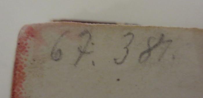 Cm 5996: Die Liebe des Plato ([1907]);- (unbekannt), Von Hand: Nummer; '67.38'. 