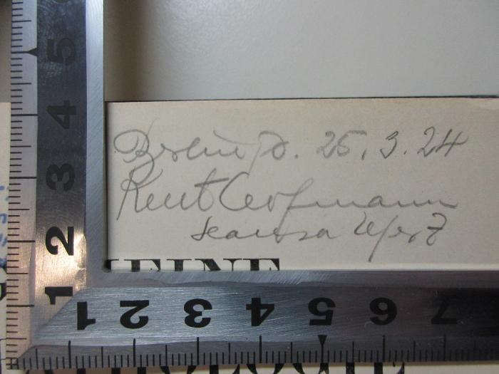 - (Hofmann, Kurt), Von Hand: Ortsangabe, Autogramm, Datum; 'Berlin, d. 25.9.24
Kurt Hofmann
Hansa Ufer 7'. ;3 G 2&lt;3&gt; : Allgemeine Psychopathologie : für Studierende, Ärzte und Psychologen (1923)