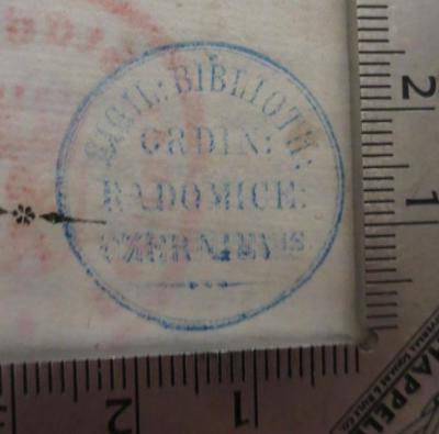  L'histoire ancienne, racontée aux enfans (1832);- (Czerniejewie-Radomicach), Stempel: Name, Ortsangabe; 'SIGIL: BIBLIOTH. ORDIN: RADOMICE: CZERNIEV-is'.  (Prototyp)