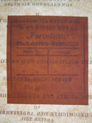 Ca 27 1 2.Ex: Zur Literaturgeschichte : von Calderon bis Heine ([1929]);- (Werkbücherei "Fortschritt"), Stempel: Name; 'Werkbücherei "Fortschritt"
[...]
Buch-Nr.
Gruppe
Lese[...] für zwei Wochen'. 