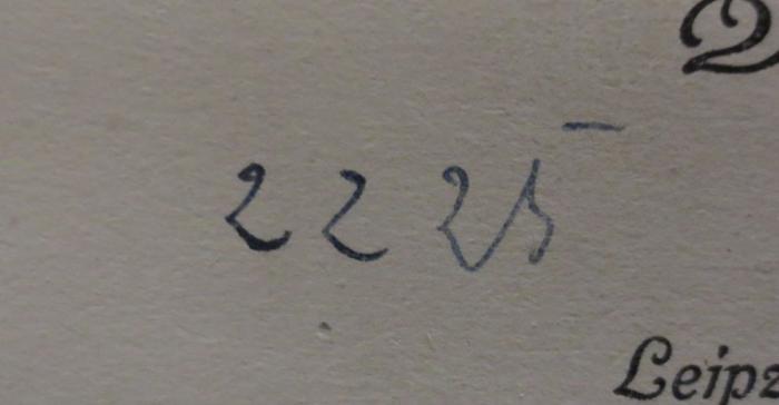 Cm 5996: Die Liebe des Plato ([1907]);- (unbekannt), Von Hand: Nummer; '2225'. 
