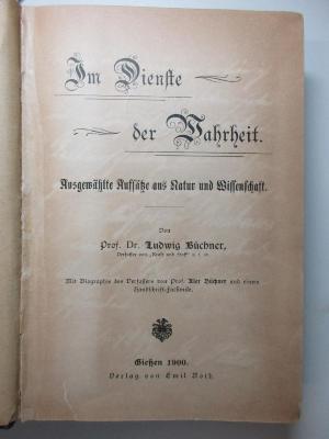 7 G 31 : Im Dienste der Wahrheit : ausgewählte Aufsätze aus Natur und Wissenschaft (1900)