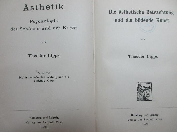7 G 206-2 : Die ästhetische Betrachtung und die bildende Kunst (1906)